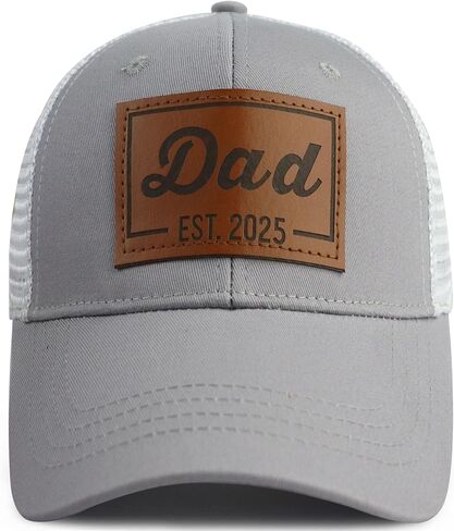 قبعة Goyklrb Funny Dad Est 2025 لسائقي الشاحنات للرجال، قبعة بيسبول جلدية قابلة للتعديل كهدايا الأب الجديدة in Kuwait