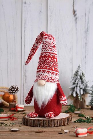 funoasis اليدوية عيد الميلاد أفخم التماثيل المنزل Tomte جنوم لجميع المواسم السويدية القزم تمثال القهوة ركن الزينة 19 بوصة (الوردي) in Kuwait