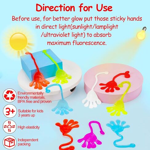 24 pcs Sticky Hands for Kids Party Favors Easter Treat Gift Egg Filler Goodie Bag Stuffer Treasure Box Toy Classroom Carnival Prizes Student Mini Toy Bulk Pinata Slap Hand Sensory Fidget Stretchy Toy in Saudi Arabia
