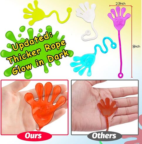 24 pcs Sticky Hands for Kids Party Favors Easter Treat Gift Egg Filler Goodie Bag Stuffer Treasure Box Toy Classroom Carnival Prizes Student Mini Toy Bulk Pinata Slap Hand Sensory Fidget Stretchy Toy in Saudi Arabia