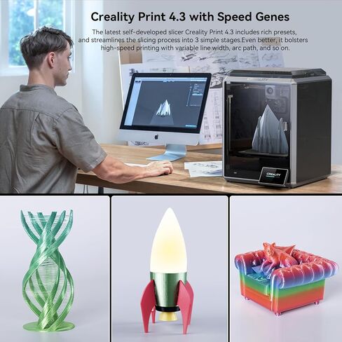 Creality K1 Speedy 3D Printer, 600mm/s High Speed, Core XY, Faster and Smarter with 32mm³/s Flow,Auto Leveling,Self-Test,Solve Ringing G-Sensor,Fast Cooing,Die-cast Frame 220x220x250mm in Saudi Arabia