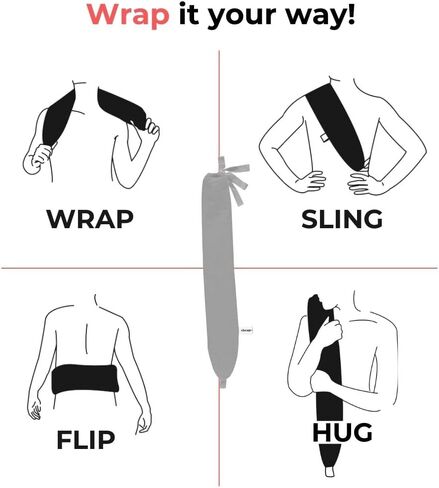 Ribcap Hot and Cold Water Wraps for Pain Relief | Light Grey | Hot Water Bottle with Cover | Extensive Coverage | Hands Free Strap | Lasting Heat & Cold | Leak Proof in Kuwait