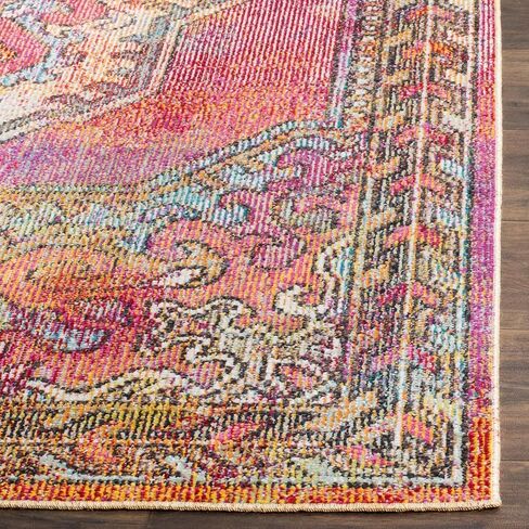 SAFAVIEH Crystal Collection Runner Rug - 2'2" x 11', Orange & Light Blue, Medallion Distressed Design, Non-Shedding & Easy Care, Ideal for High Traffic Areas in Living Room, Bedroom (CRS502A) in Saudi Arabia