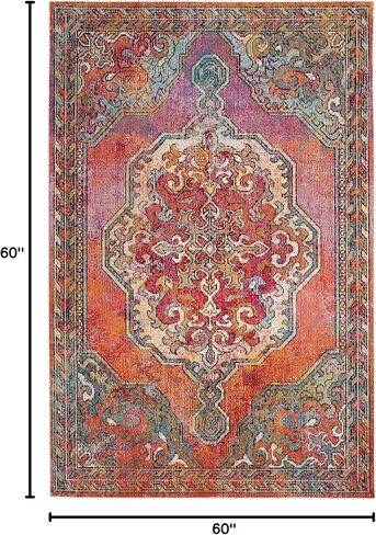 SAFAVIEH Crystal Collection Runner Rug - 2'2" x 11', Orange & Light Blue, Medallion Distressed Design, Non-Shedding & Easy Care, Ideal for High Traffic Areas in Living Room, Bedroom (CRS502A) in Saudi Arabia
