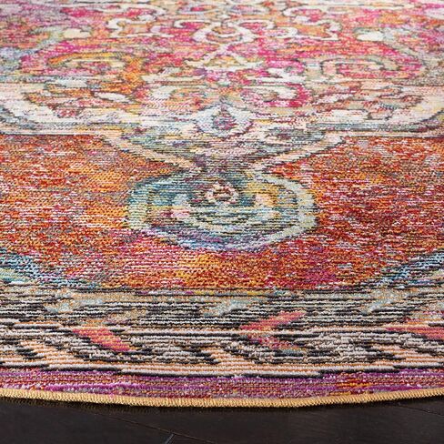 SAFAVIEH Crystal Collection Runner Rug - 2'2" x 11', Orange & Light Blue, Medallion Distressed Design, Non-Shedding & Easy Care, Ideal for High Traffic Areas in Living Room, Bedroom (CRS502A) in Saudi Arabia