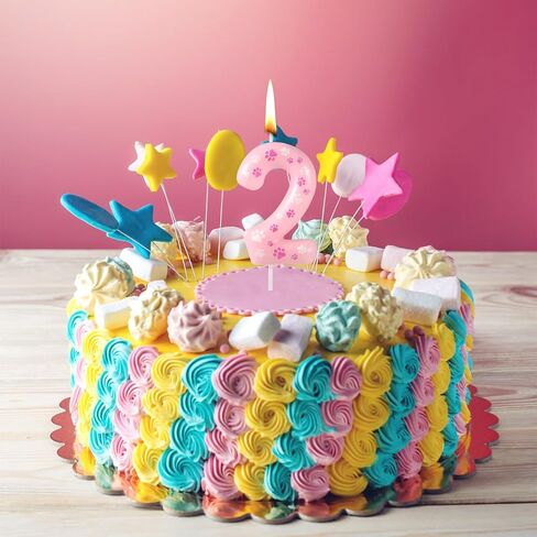 Dog Paw Birthday Candle, Pink Dog Paw Print Themed Birthday Candle Cute Numeral Birthday Cake Topper for Boy Girl Pet Birthday Decoration Party Supplies (Number 2) in Saudi Arabia