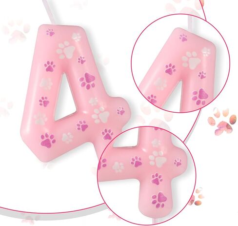 Dog Paw Birthday Candle, Pink Dog Paw Print Themed Birthday Candle Cute Numeral Birthday Cake Topper for Boy Girl Pet Birthday Decoration Party Supplies (Number 2) in Saudi Arabia