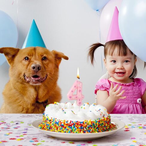 Dog Paw Birthday Candle, Pink Dog Paw Print Themed Birthday Candle Cute Numeral Birthday Cake Topper for Boy Girl Pet Birthday Decoration Party Supplies (Number 2) in Saudi Arabia
