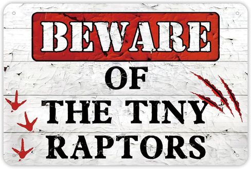 Chicken Coop Signs, Beware of Chicken, The Tiny Raptors Chicken Decor, Funny Wall Decor for Farmhouse, Garden, and Kitchen, Chicken Coop Accessories (8" x 12") in Saudi Arabia