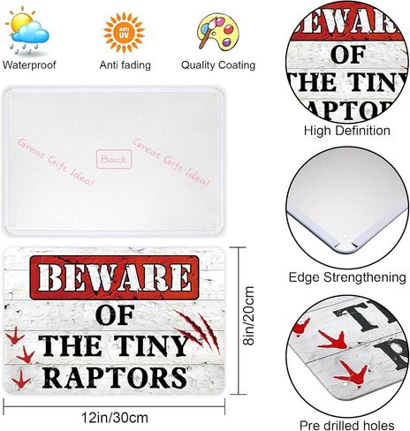 Chicken Coop Signs, Beware of Chicken, The Tiny Raptors Chicken Decor, Funny Wall Decor for Farmhouse, Garden, and Kitchen, Chicken Coop Accessories (8" x 12") in Saudi Arabia