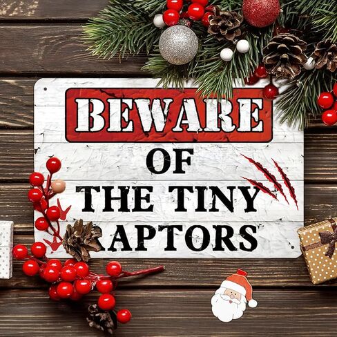 Chicken Coop Signs, Beware of Chicken, The Tiny Raptors Chicken Decor, Funny Wall Decor for Farmhouse, Garden, and Kitchen, Chicken Coop Accessories (8" x 12") in Saudi Arabia