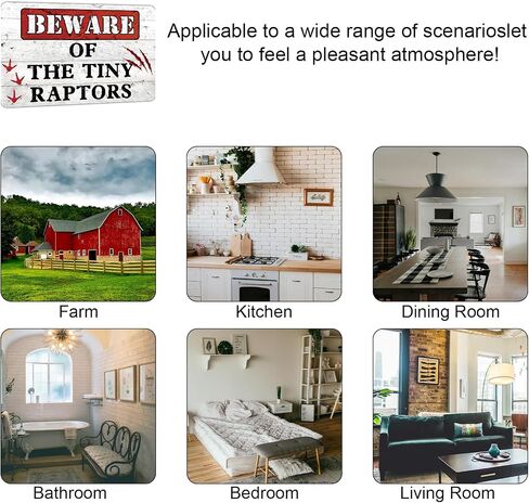 Chicken Coop Signs, Beware of Chicken, The Tiny Raptors Chicken Decor, Funny Wall Decor for Farmhouse, Garden, and Kitchen, Chicken Coop Accessories (8" x 12") in Saudi Arabia