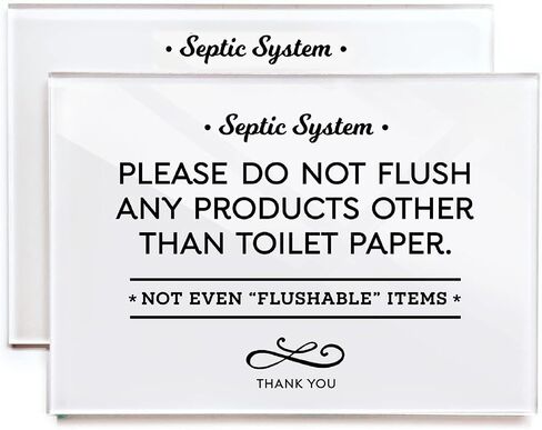 Reilly Originals 3.5x5 INCH Small & Elegant Designer Acrylic Bathroom Sign ~ Septic System ~ Includes Adhesive ~ Washable, Premium Glossy finish (2) in Saudi Arabia