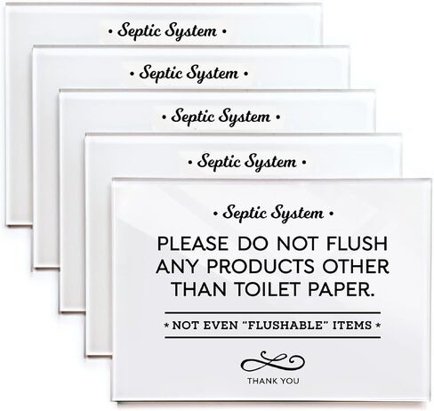 Reilly Originals 3.5x5 INCH Small & Elegant Designer Acrylic Bathroom Sign ~ Septic System ~ Includes Adhesive ~ Washable, Premium Glossy finish (2) in Saudi Arabia