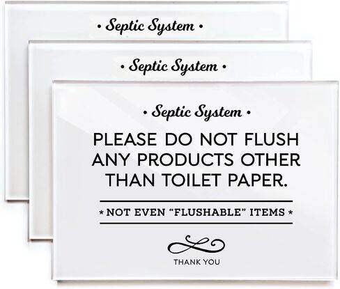 Reilly Originals 3.5x5 INCH Small & Elegant Designer Acrylic Bathroom Sign ~ Septic System ~ Includes Adhesive ~ Washable, Premium Glossy finish (2) in Saudi Arabia
