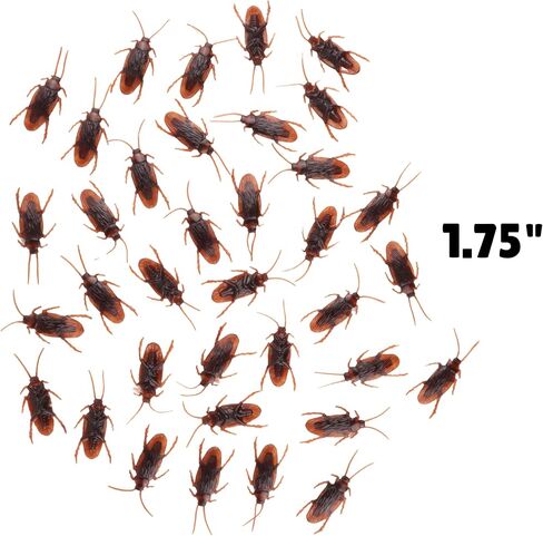 Needzo Fake Premium Cockroaches, Lifelike Plastic Bugs for Halloween Tabletop Decorations, 36 Pieces, 1.75 Inches Each in Saudi Arabia