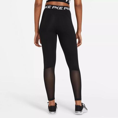 بنطال ضيق Pro 365 نسائي من Nike بجزء شبكي قصير متوسط ​​الارتفاع (B(CZ6497-010)/W، X-Small) in Kuwait