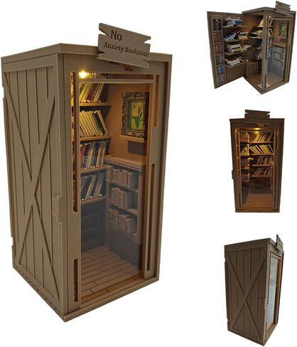 6.5'' Anxiety Bookshelf Shake Away Your Anxiety, 3D Printed Miniature Bookstore Mini Bookshelf Shake Anxiety Stress Reliever Gift for Book Lovers with 200 Tiny Books in Saudi Arabia