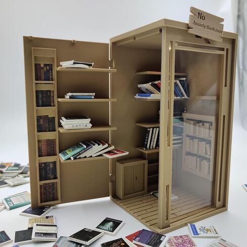 6.5'' Anxiety Bookshelf Shake Away Your Anxiety, 3D Printed Miniature Bookstore Mini Bookshelf Shake Anxiety Stress Reliever Gift for Book Lovers with 200 Tiny Books in Saudi Arabia