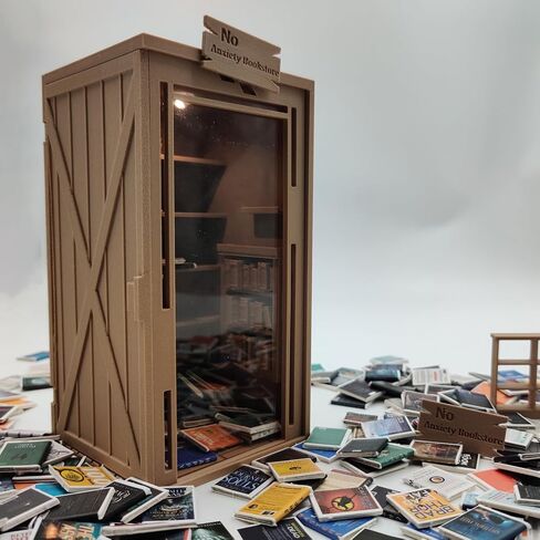 6.5'' Anxiety Bookshelf Shake Away Your Anxiety, 3D Printed Miniature Bookstore Mini Bookshelf Shake Anxiety Stress Reliever Gift for Book Lovers with 200 Tiny Books in Saudi Arabia