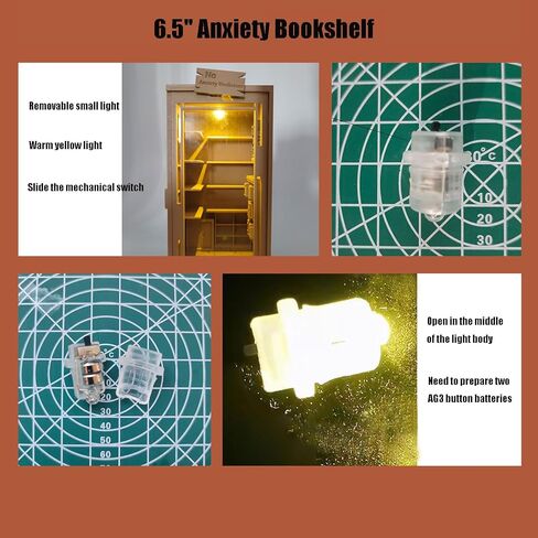 6.5'' Anxiety Bookshelf Shake Away Your Anxiety, 3D Printed Miniature Bookstore Mini Bookshelf Shake Anxiety Stress Reliever Gift for Book Lovers with 200 Tiny Books in Saudi Arabia