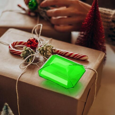 4 Pack Jewel Christmas Ornaments 3.9"- 6.2" Xmas Tree Hanging Ornaments Acrylic Rectangle Jewel Hanging Decors Glitter Xmas Rectangle Gemstones for Xmas Wedding Holiday Party Decor(Red) in Kuwait