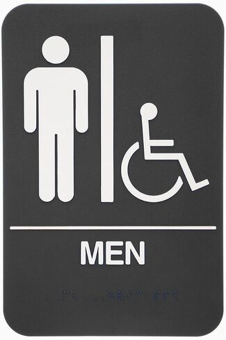 All Gender Braille Restroom Sign Black | Comes With Double Sided 3M Tape to Secure Perfectly in Less Than a Minute | Unique Design and Highly Visible - Dimensions 9 x 6 Inch in Saudi Arabia