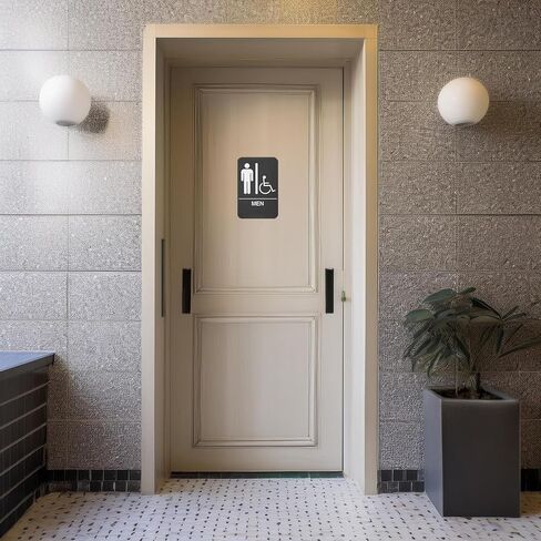 All Gender Braille Restroom Sign Black | Comes With Double Sided 3M Tape to Secure Perfectly in Less Than a Minute | Unique Design and Highly Visible - Dimensions 9 x 6 Inch in Saudi Arabia