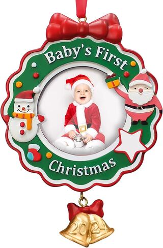 Baby's First Christmas Picture Frame, Chrismas Ornament 2024 Year Dated, My Very First Christmas Baby Photo Frame, Personalized DIY Keepsake Photo Plaque Christmas Ornament for Girl or Boy Child in Saudi Arabia