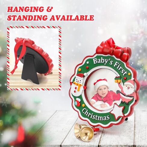 Baby's First Christmas Picture Frame, Chrismas Ornament 2024 Year Dated, My Very First Christmas Baby Photo Frame, Personalized DIY Keepsake Photo Plaque Christmas Ornament for Girl or Boy Child in Saudi Arabia