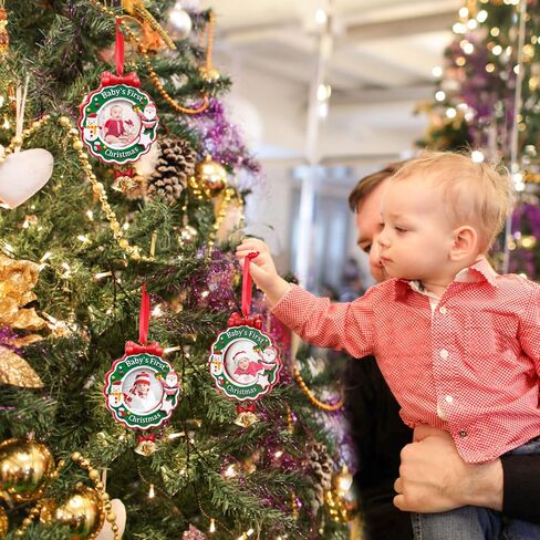 Baby's First Christmas Picture Frame, Chrismas Ornament 2024 Year Dated, My Very First Christmas Baby Photo Frame, Personalized DIY Keepsake Photo Plaque Christmas Ornament for Girl or Boy Child in Saudi Arabia