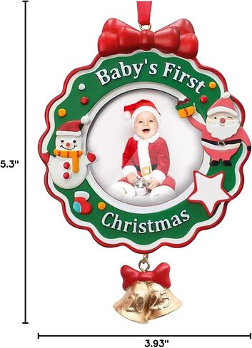 Baby's First Christmas Picture Frame, Chrismas Ornament 2024 Year Dated, My Very First Christmas Baby Photo Frame, Personalized DIY Keepsake Photo Plaque Christmas Ornament for Girl or Boy Child in Saudi Arabia