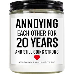 20 Years Candle, 20th Anniversary, Gifts for Couple, 20 Year Anniversary, Gifts for Him, Her, 20th Wedding Anniversary, Gifts for Wife, Husband, Friends, Funny Gifts, China Anniversary