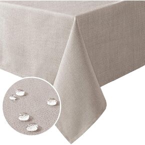 H.VERSAILTEX Linen Textured Table Cloths Rectangle 60 x 120 Inch Premium Solid Tablecloth Spill-Proof Waterproof Table Cover for Dining Buffet Feature Extra Soft and Thick Fabric Wrinkle Free, Taupe