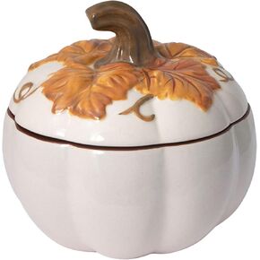 Pfaltzgraff Autumn Berry Covered Pumpkin Bowl, Holds 20 Ounces, Cream