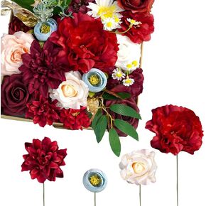 Orange Blue Artificial Flowers Combo Set, Blue Silk Rose Flowers Box, Rustic Artificial Floral Box for DIY Wedding Bridal Bouquets, Faux Floral Arrangements, Wedding Table Centerpieces Decor