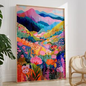 Colorful Abstract Watercolor Wall Art Colorful Wildflower Pictures Aesthetic Landscape Poster Mountain Landscape Abstract Wall Art Colorful Mountains Poster Prints for Home Decor 16x24inch No Frame