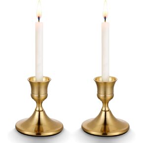 Candlestick Holders Gold Decorative Candle Holders Vintage Metal Candles Sticks Holder for Candlesticks Table Centerpiece Dinning Table Fireplace, Set of 2