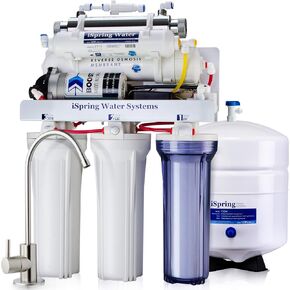 iSpring RCC1UP 6-Stage 100 GPD Under Sink Reverse Osmosis Drinking Water Filtration System with Booster Pump and UV Ultraviolet Filter