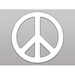 White Peace Sign Symbol Sticker (Logo Vinyl Decal Hippie Love no war for car Truck Laptop or Water Bottle (3 inch)
