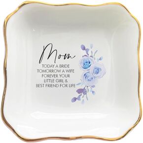 Ceramic Floral Jewelry Dish, All That I Am I Owe To You Mom, Mother Of The Bride Gifts, Wedding Gifts For Mom, Birthday Gifts for Mom From Daughter, Bridal Shower Gift (Today a bride)