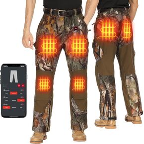 KEMIMOTO Heated Pants for Men with 12V 20000mAh Battery Pack, Winter Pants Padded Knees for Hunting Hiking and Camping