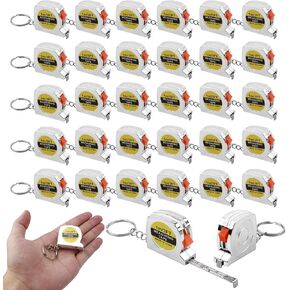 30 Pcs 3ft Small Tape Measure Keychain, Portable and Retractable Mini Tape Measure with Slide Lock Mechanism for Daily Use Gadgets or Kids Construction Party Favors Gifting Prize Bag Fillers