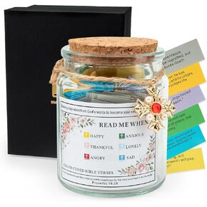 Yelsky Bible Verse Jar,Read Me When Bible Verses Jar,Bible Verse Bookmarks Prayer Jar,90 Scripture Cards Bible Canister,Christian Souvenirs for Women Christian Souvenirs Graduation souvenirs With Box