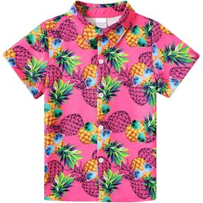 Enlifety Boys Girls Hawaii Shirt Cool Summer Casual Blouse Short Sleeve Button Down Tops Size 2-10T