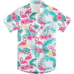 قميص Enlifety Boys Girls Hawaii بلوزة صيفية رائعة كاجوال بأكمام قصيرة وأزرار سفلية مقاس 2-10T
