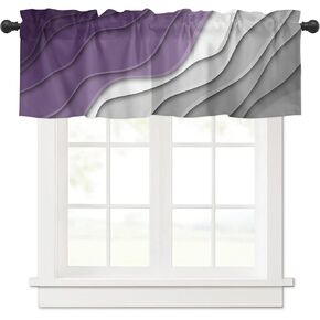 Purple Ombre Valance Curtain for Kithchen Windows Purple Gray Pink Gradient Modern Abstract Geometric Valance Tier Curtain Rod Pocket Valances for Bedroom/Living Room/Bathroom, 1 Panel, 42 x 12 Inch