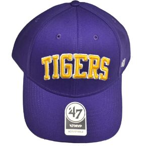 LSU Tigers Purple Lone Script MVP Adjustable Cap - NCAA, Adjustable Structured Baseball Hat