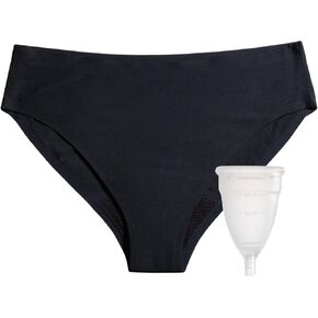 DIVA Reusable Period Underwear & DIVA Cup Model 1 - Menstrual Underwear - Medical Grade Period Cup - Bikini, Black