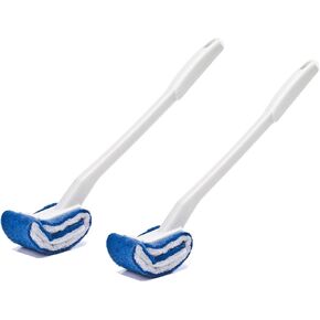 Toilet Brush Bowl Brush Bathroom Brush Under Rim Toilet Brush Scracth-Free Curved Good Grip Easy to use deep Cleaning No Scratching, Anti-Splashing Easy to Store (2pc White)
